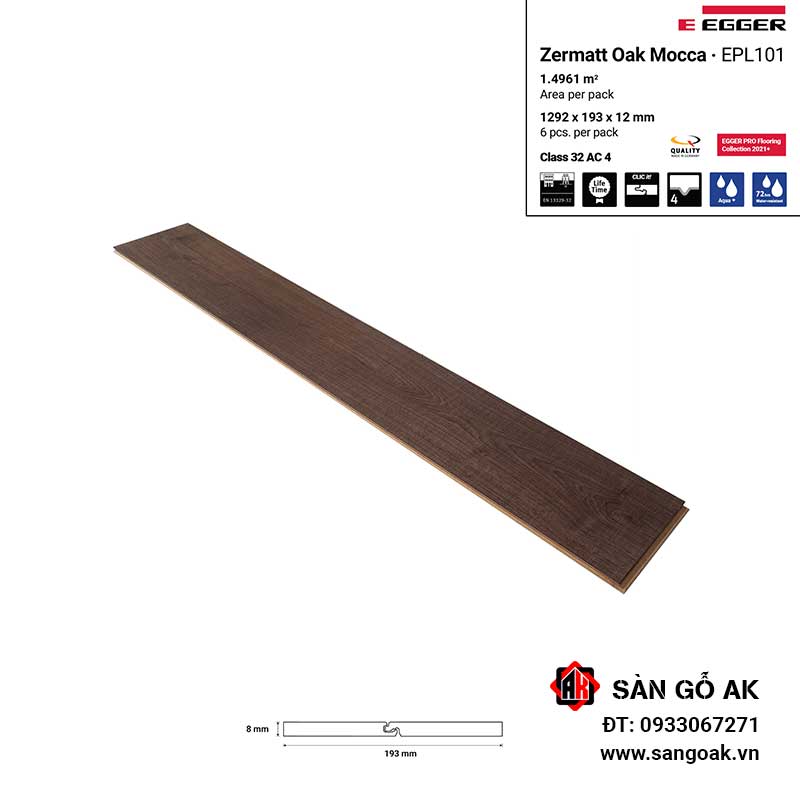 Sàn Gỗ Công Nghiệp Đức Egger 8mm EPL100